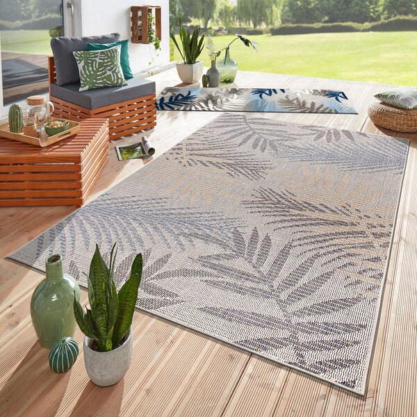 World Rug Gallery Bahama Palm Frond Indoor/Outdoor Non-Shedding Area Rug 5' x7' Cream 430CREAM5X7 - main